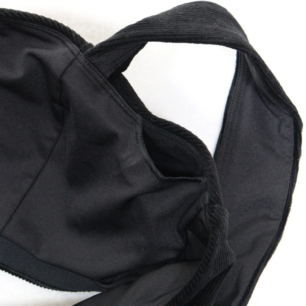 Alo Yoga Crop Top Corduroy Ribbed Athleisure Black Women M EUC